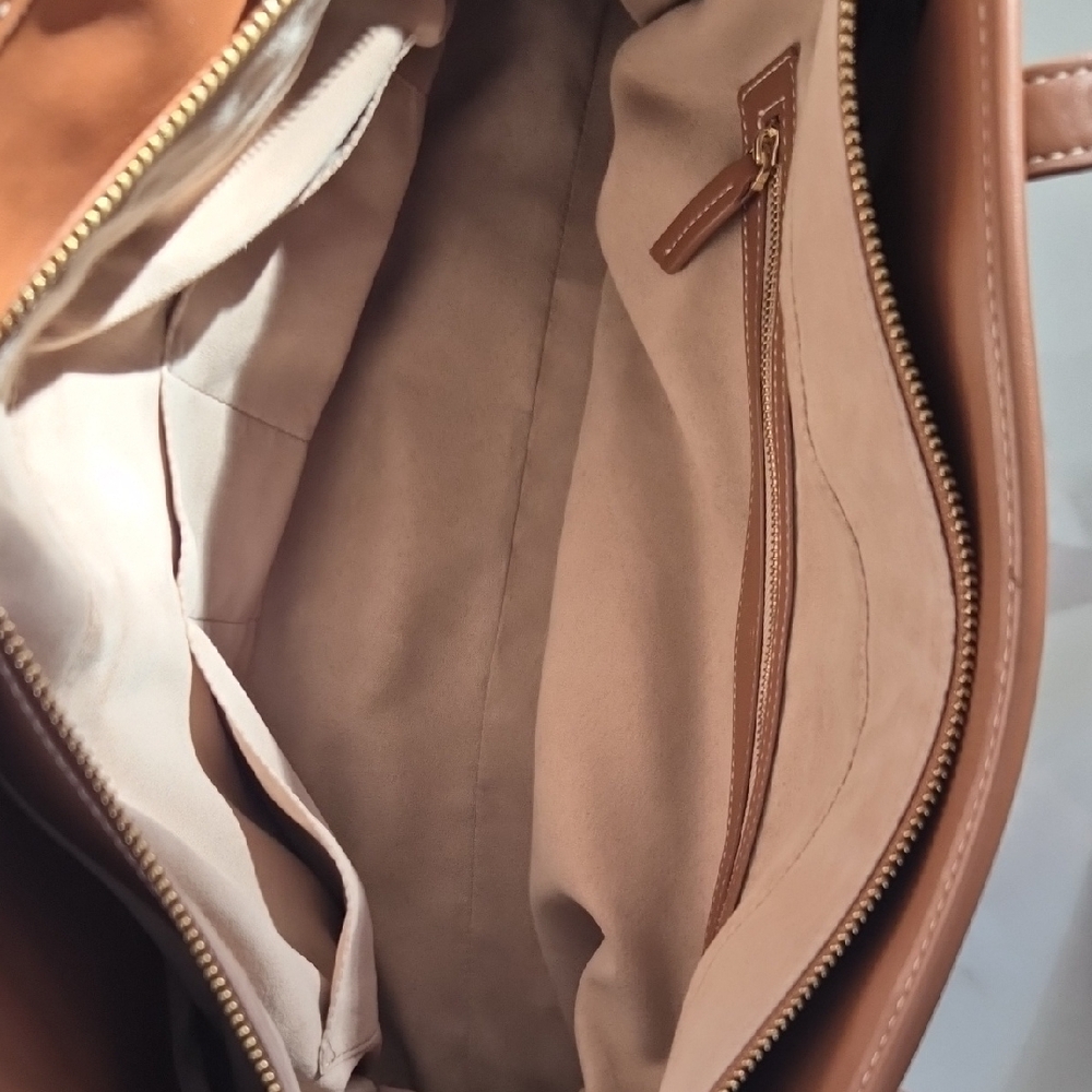 Beige and Brown Canvas Tote Bag - Picture 5 of 10